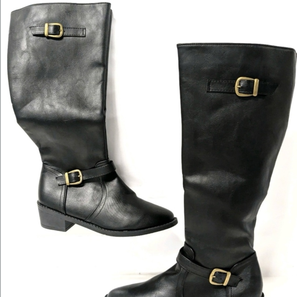 🔥🆕🔥SHEIN - Vegan Leather Calf-High Heeled Boots with Side Zipper Access Size 40 - Picture 2 of 4